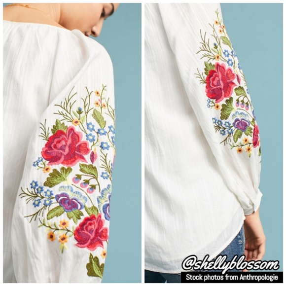 NWT Anthropologie Mira Embroidered Peasant Blouse - Picture 3 of 3